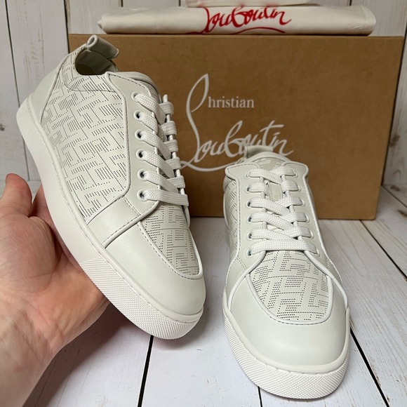 Christian Louboutin Rantulow Orlato CL Monogram Leather Sneaker White Sz 39 / 6 - Picture 4 of 14